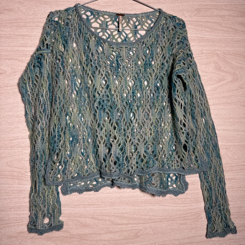Free People Crochet Pattern Long Sleeve Top Sz XS